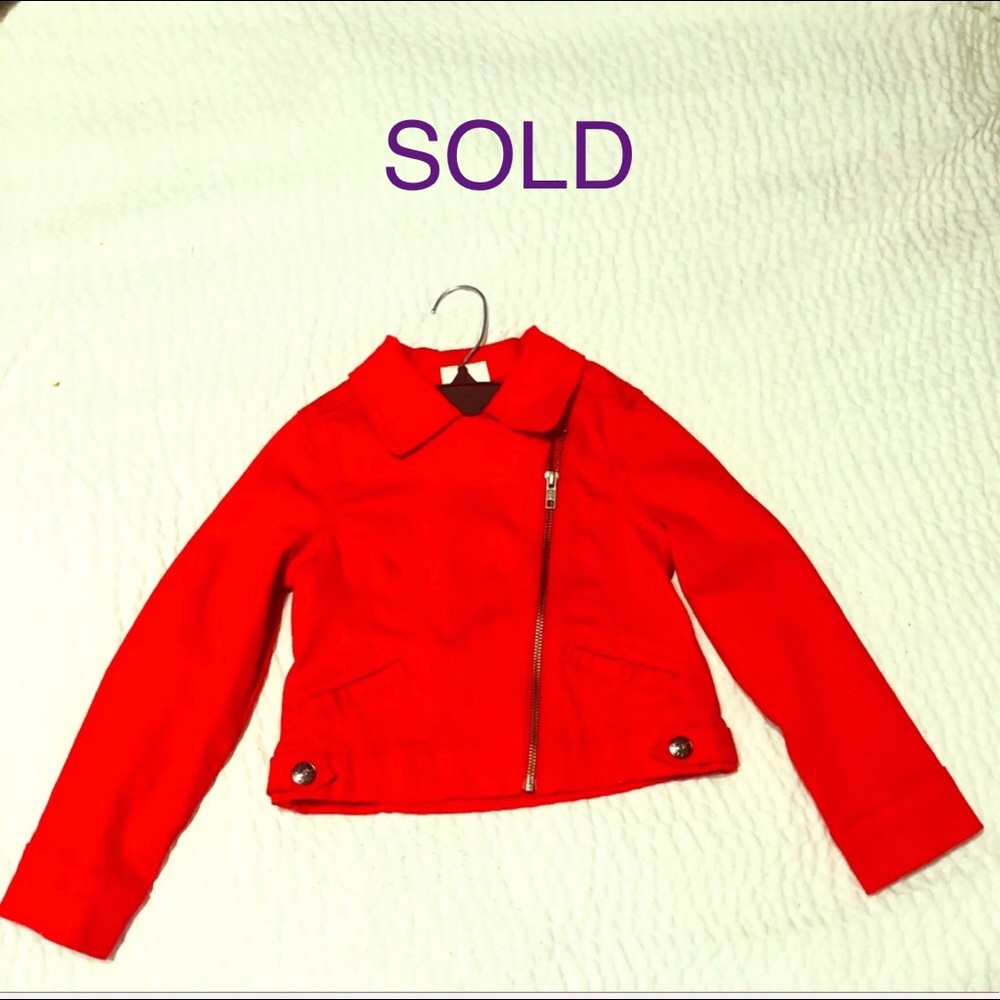 ❌SOLD❌ EUC. Crazy 8. Red denim MotoJacket. Size5/6
